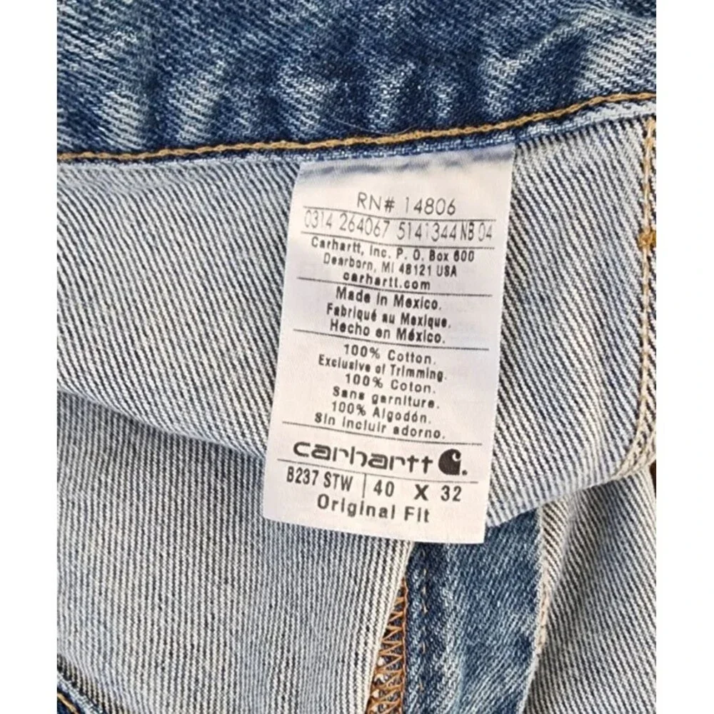 Carhartt Jeans Men's 40x32 Stonewash Dungaree Carpenter Original Fit B237 STW